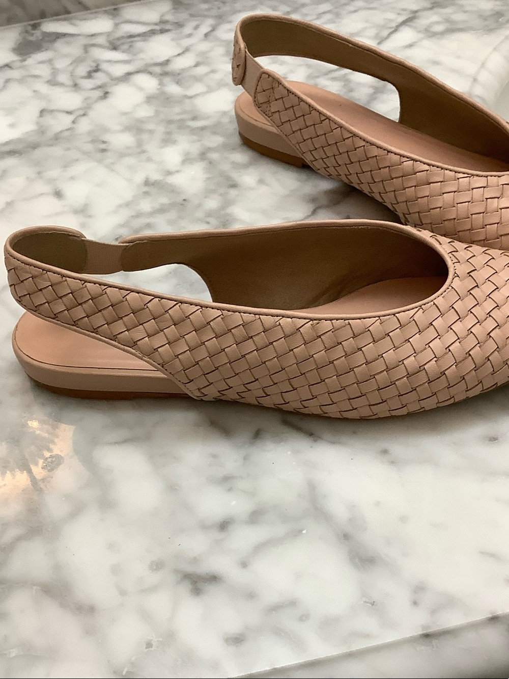EVERLANE Woven Pointed Slingback Flats in Nude - Picture 5 of 8